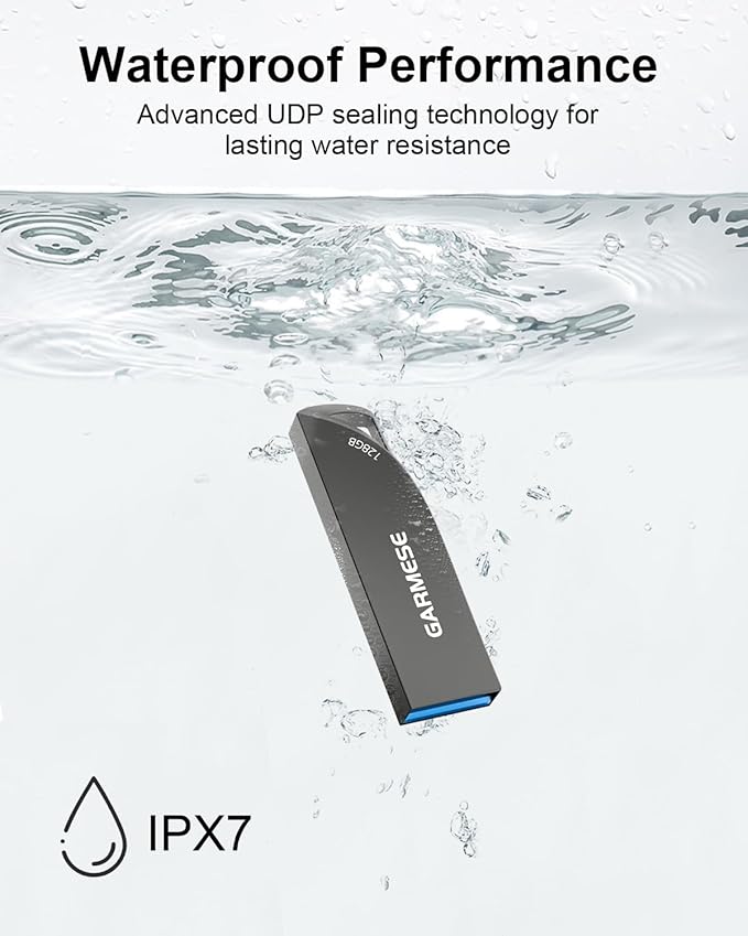 128GB USB 3.0 Flash Drive, Waterproof Metal USB Memory Stick, Slim Thumb Drive - Image 2