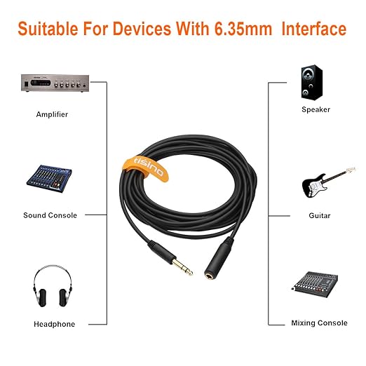 Tisino 1/4 Extension Cable 20 ft, Headphone Extension Cable Quarter inch TRS - Image 2