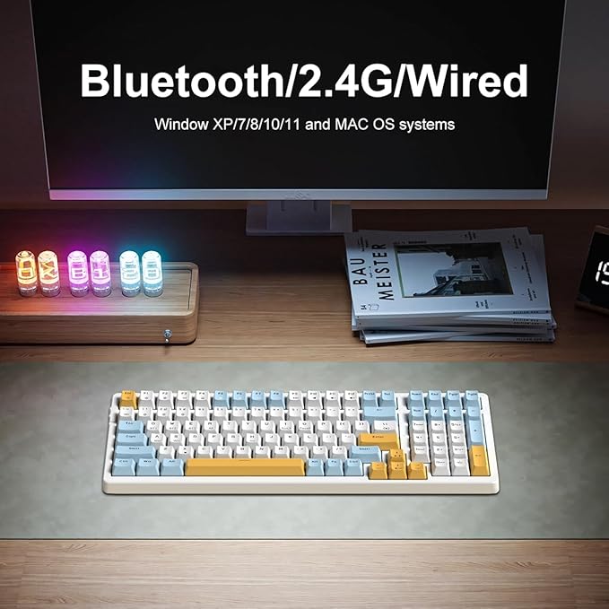 Wireless Mechanical Keyboard, Triple Mode 2.4G/USB-C/BT Gaming Keyboards 100 - Image 3