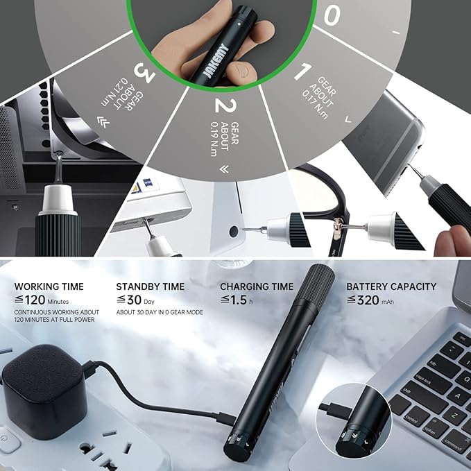 Mini Electric Screwdriver, JAKEMY Adjustable Torque Power Screwdriver Dual-mode - Image 4