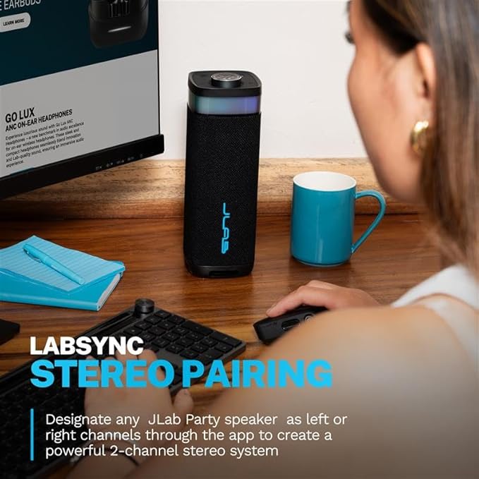JLab JBuds Party Portable Bluetooth Speaker, 2 Full-Range Drivers + 2 Passive - Image 5