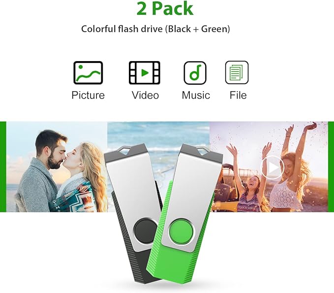 Aiibe 64GB Flash Drive 2 Pack 64GB USB Flash Drive Thumb Drive Zip Drive USB - Image 2