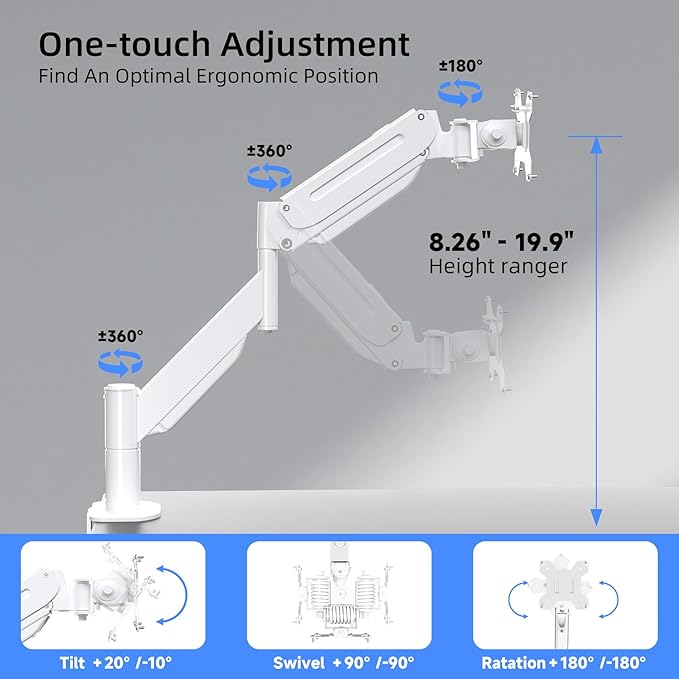 Suptek Single Monitor Mount, Ultrawide Monitor Arm Mount Single Desk Mount - Image 3