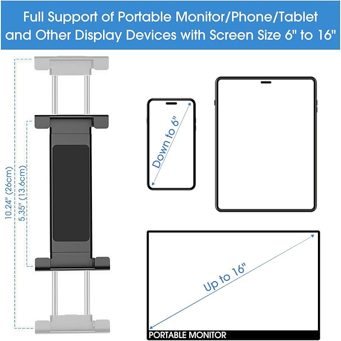 Kado Portable Monitor Stand Aluminum Alloy, Tablet Holder Phone Clamp - Image 3