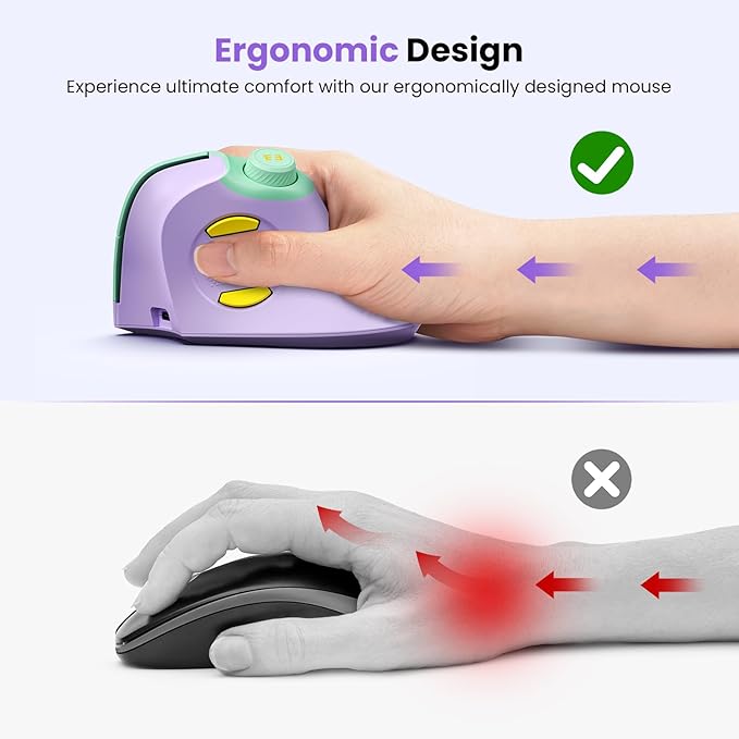 seenda Ergonomic Mouse Rechargeable, USB+Dual Bluetooth, MOU-302 Vertical - Image 3