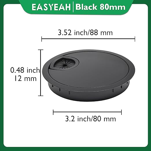 1 Pcs Desk Grommet 3-1/8" / 80 mm, Desk Cord Hole Cover, Cable Grommet Metal - Image 8
