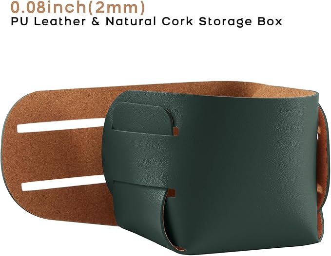 HOMIEAZICOZI 2-Pack Cork Leather Desk Accessories Storage - Image 2