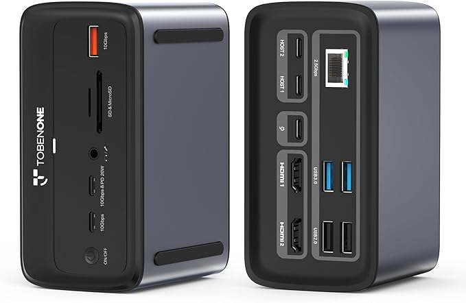 TobenONE MacBook Docking Station Dual 4K@60Hz, 16-in-2 USB C Docking Station by TobenONE