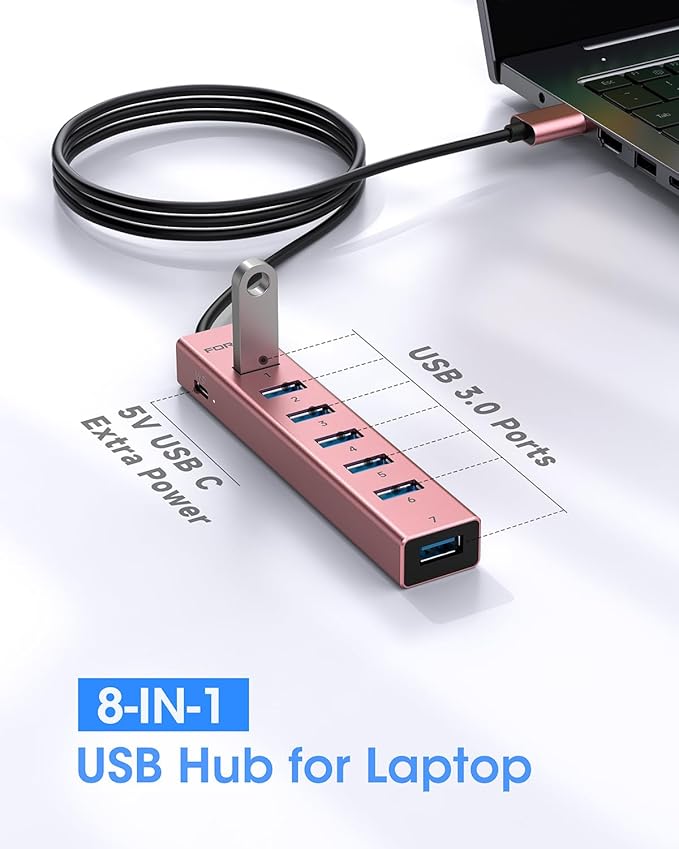 FORIDA USB Hub Long Cable 8 Ports multiport Adapter - Image 4