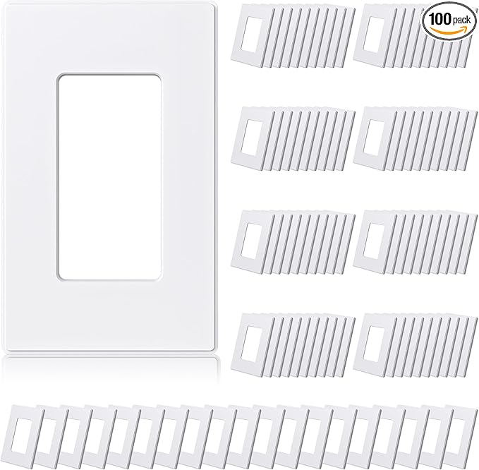 ELEGRP Matte White 1-Gang Screwless Decorative Wall Plates, Standard Size by ELEGRP%7CELEGROUP