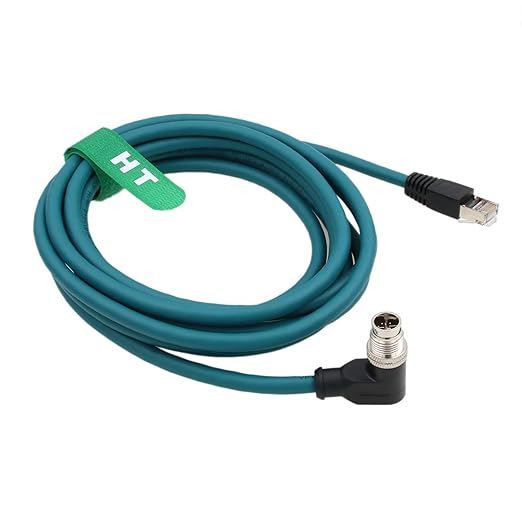 M12 8 Pin X-Coding Right Angle to RJ45 Ethernet Cable - Image 4