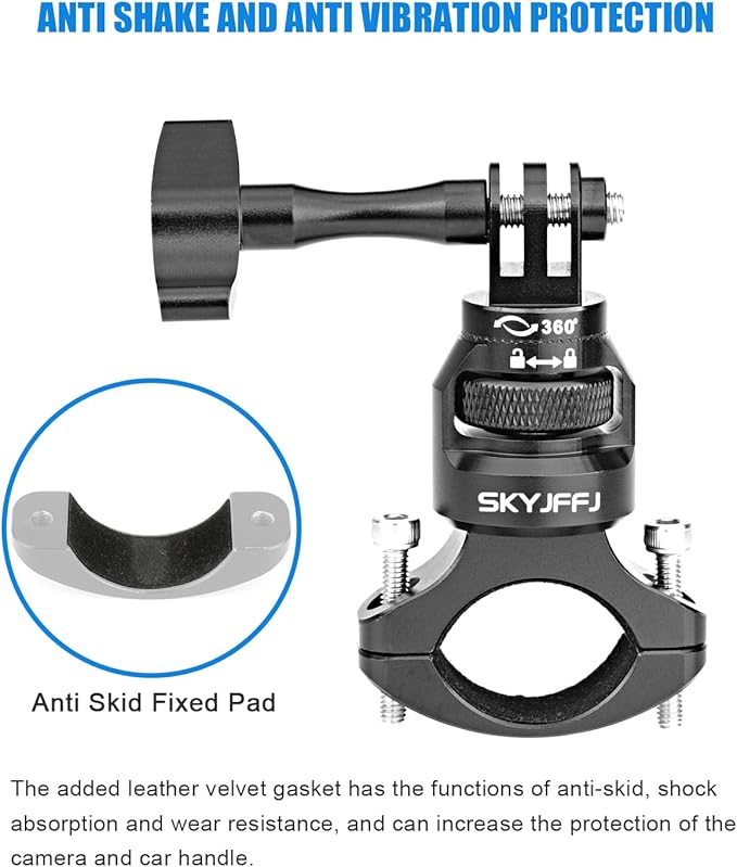Bike Handlebar Mount for GoPro, 360 Degree Aluminium Alloy Motorbikes Round - Image 4
