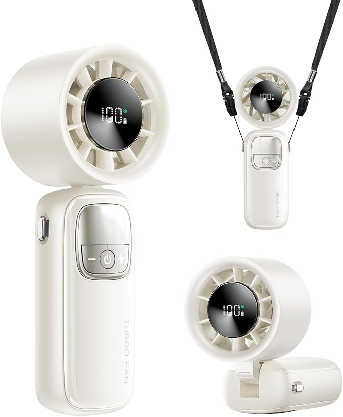 3-in-1 Portable Handheld Turbo Fan-100 Speeds, 15000 RPM, 10Hrs Cooling by KIMMOO