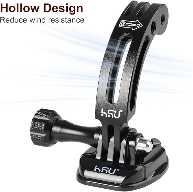 HSU Aluminum Alloy Curved Extension Arm Metal Pole Mount Helmet Stick Extension - Image 4