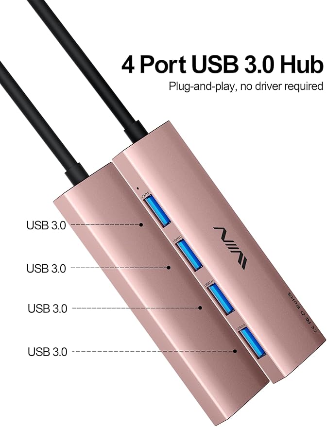 USB 3.0 Hub, 4 Port USB Splitter Extender Portable Adapter Multiport Data Hub - Image 2
