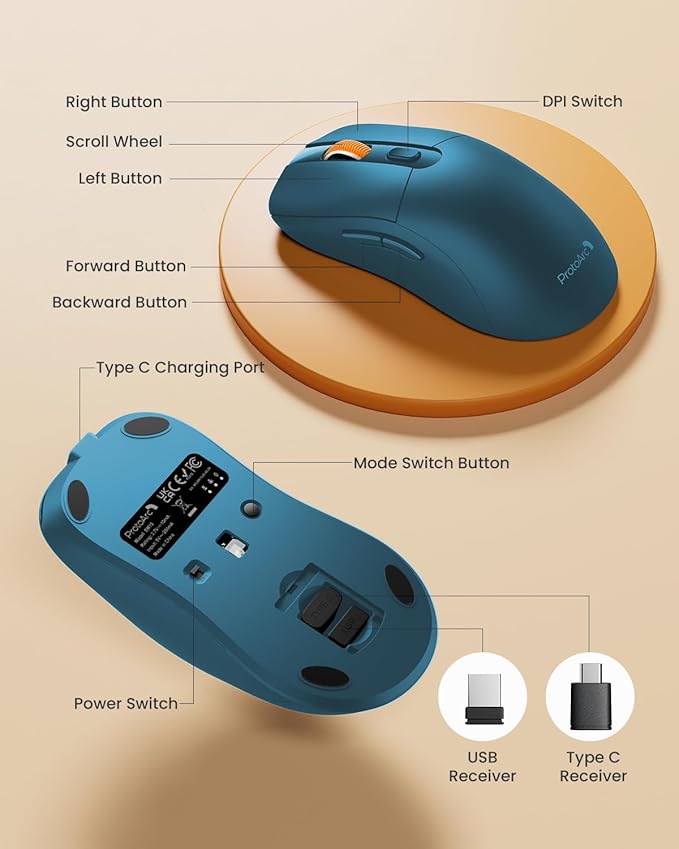 ProtoArc Bluetooth Wireless Mouse, USB C Mouse, EM15 Rechargeable Compact - Image 5