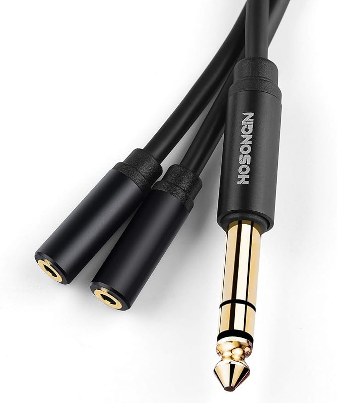 HOSONGIN 1/4 inch TRS to Dual 3.5mm Female Y Cable, Compatible by HOSONGIN