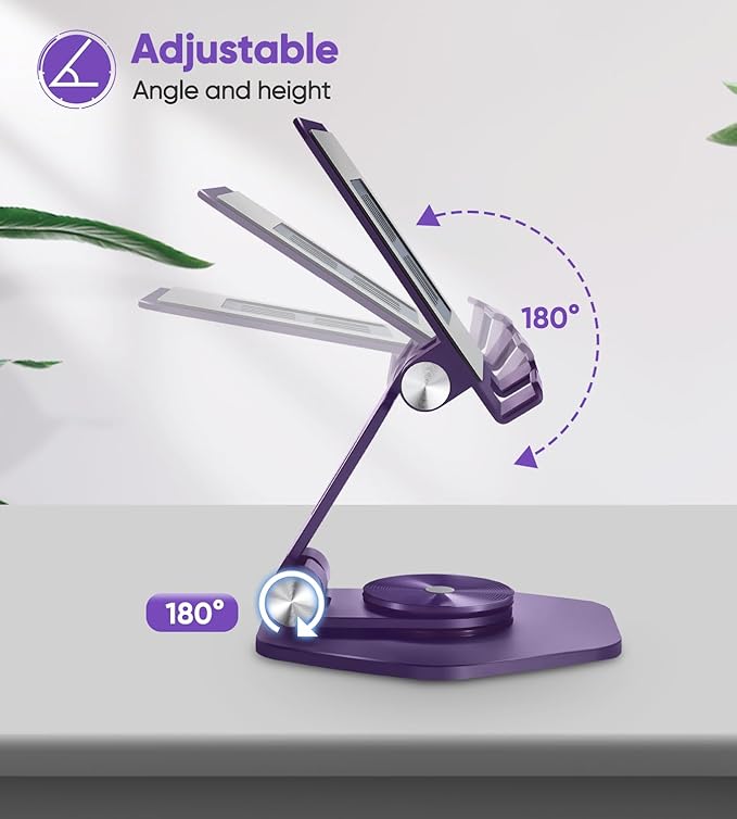 Foldable Aluminum Tablet Stand for Desk, 360° Swivel iPad & Tablet Holder – - Image 3