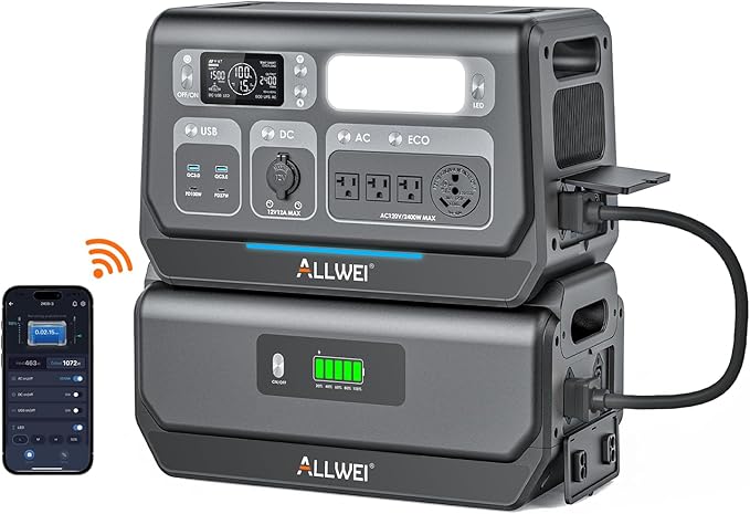ALLWEI 2400W Portable Power Station and B200 PRO Expansion Battery, 4096Wh by ALLWEI