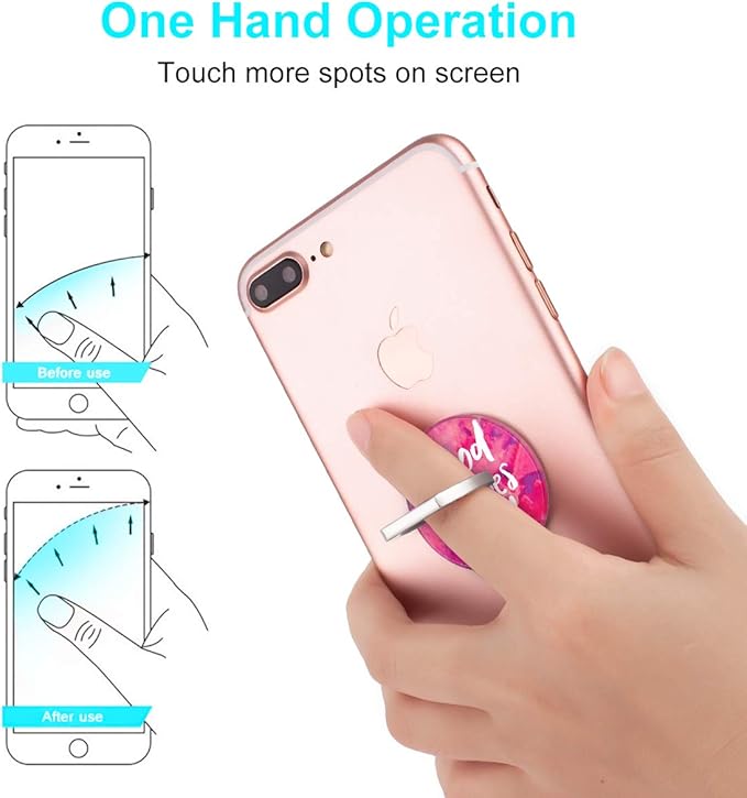 Bonoma Phone Ring Holder, 3 Pack Good Vibes Only Universal Finger Ring Stand - Image 5