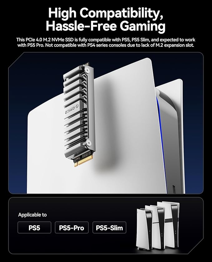 ORICO OS5 2TB M.2 SSD for PS5 Storage Expansion, M.2 PCIe 4.0 NVMe Gaming SSD - Image 8