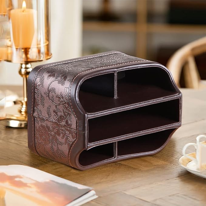 Fanousy 360° Rotating Remote Control Holder, PU Leather TV Remote Caddy - Image 3