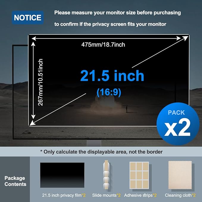 21.5 Inch Privacy Screen for Monitor Computer Screen Privacy Filter for 16:9 - Image 3