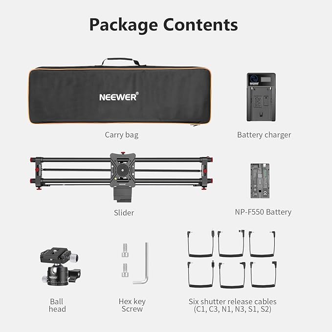 NEEWER 39.4”/100cm Motorized Camera Slider, App Wireless Control Carbon Fiber - Image 9