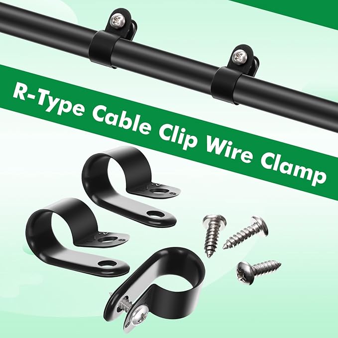 Hicarer 50 Pack R-Type Cable Clip Wire Clamp, Nylon Screw Mounting Cord - Image 2