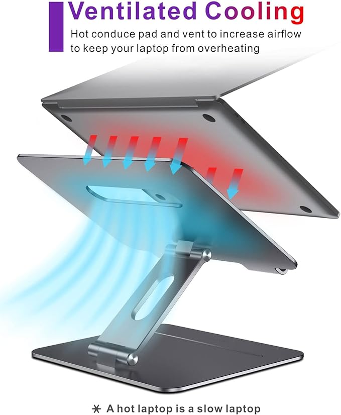Adjustable MacBook Stand for Desk | Ergonomic Aluminum Laptop Riser - Image 4