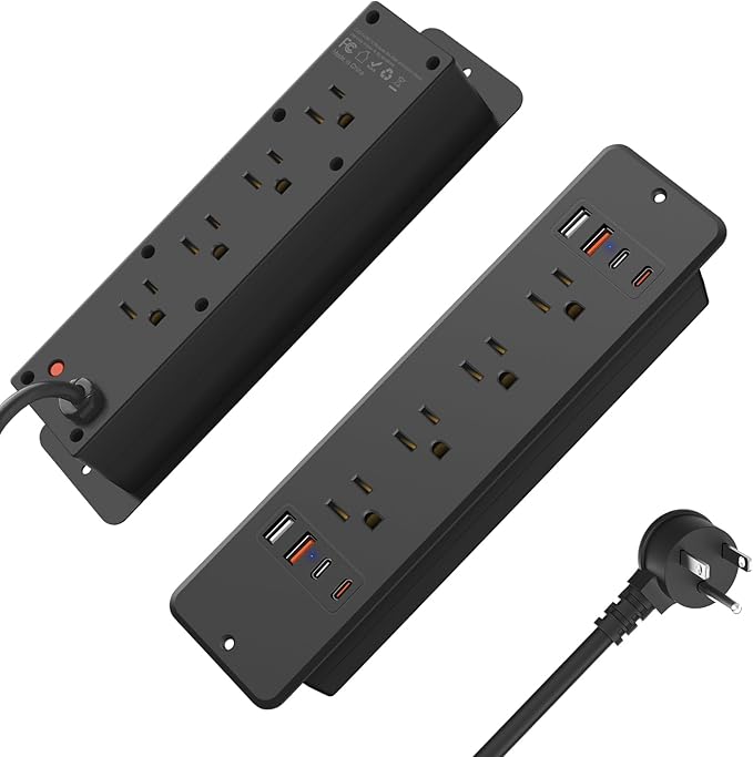 HHSOET 8 Outlet Recessed Power Strip, 30W Fast Charging Furniture Power Outlet by HHSOET