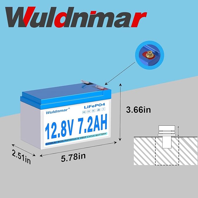 12V 7.2Ah LiFePO4 Battery, Lithium Battery - Image 2