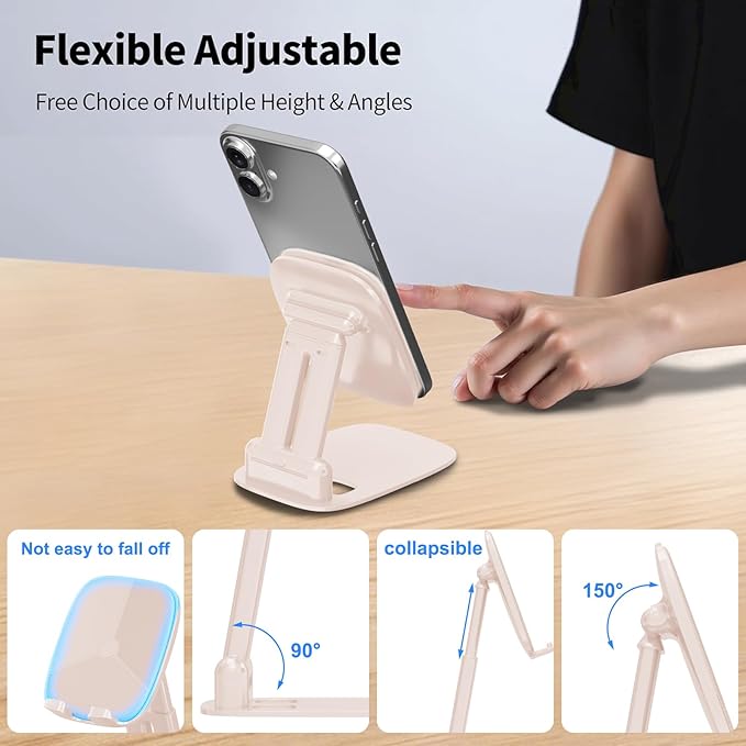 DEERLAMN Cell Phone Stand for Desk, Height Adjustable Cell Phone Holder - Image 4