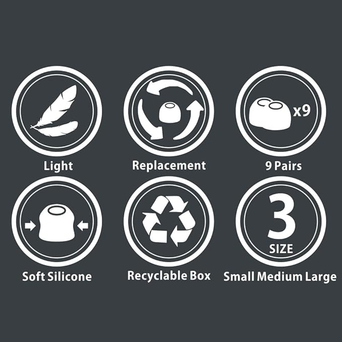 Earbud Tips Replacement Ear Tips Eartips Eargels 9 Pairs SML - Image 7