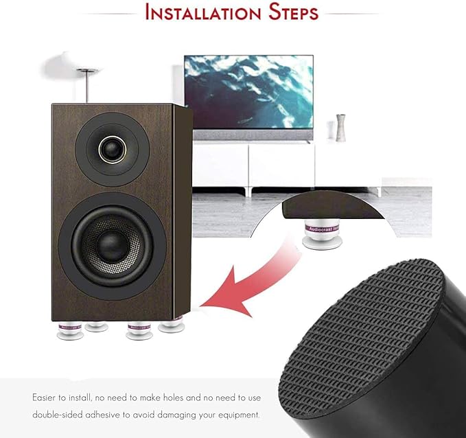 Tertullus 4 Pcs Aluminum Speaker Spike+Speaker Isolation Feet Top Pad Turntable - Image 4