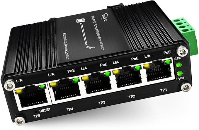 Industrial Managed 5 Port PoE Ethernet Switch, Mini Gigabit Networking Switch by Xnyahitog