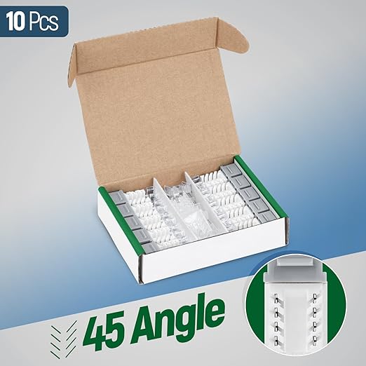 Everest 45° Angled RJ45 Cat6A Keystone Jacks 10-Pack in Gray - Image 2