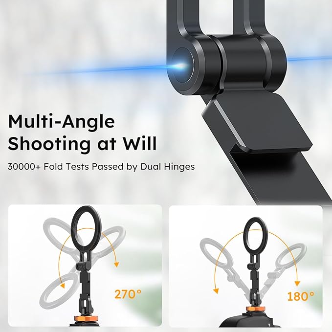 VRIG MG-28 Magnetic Phone Tripod Mount, 1/4" Thread Cold Shoe 360° Rotation - Image 5