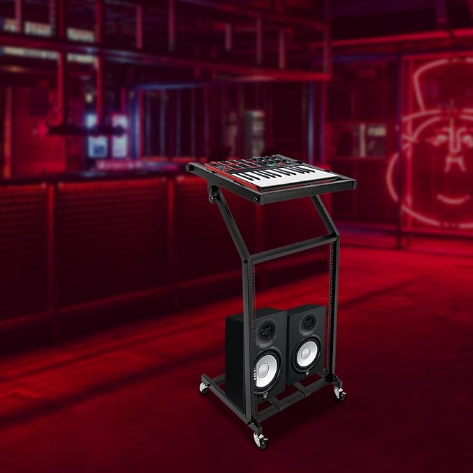 16U Professional DJ Stand Rack Mount DJ Mixer Stand Adjustable Stage Cart - Image 5