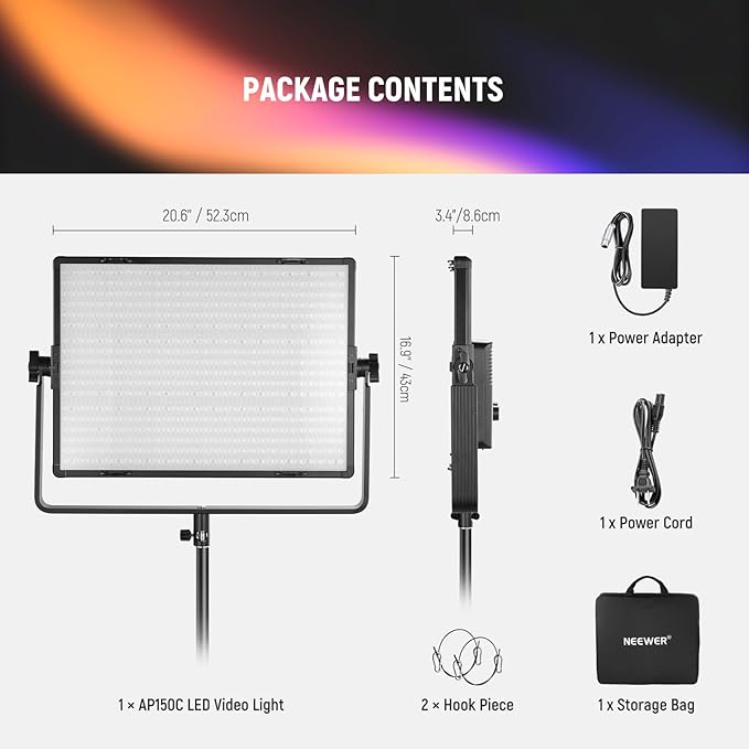 NEEWER 150W RGB LED Panel Video Light Kit - Image 8