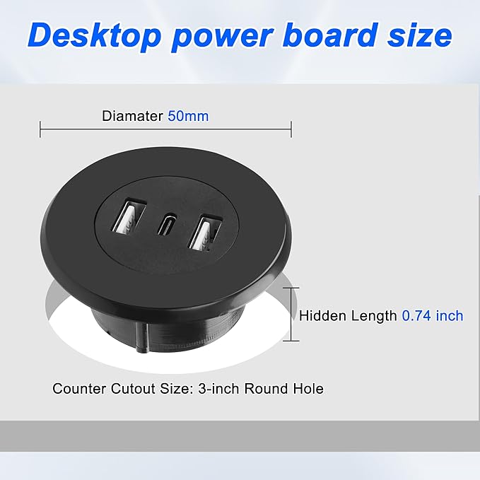 MEIRIYFA 3-in-1 Desktop Power Embedded Charger USB/Type C Desktop Station - Image 6