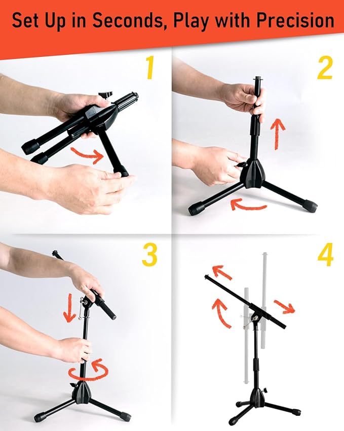 Stage Rocker Foldable Tripod Low-Profile Mic Boom Stand - Image 3