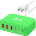 USB C Fast Charger 100W GaN 6 Port Type USB C Charging Station Hub Block Wall by BREEKET