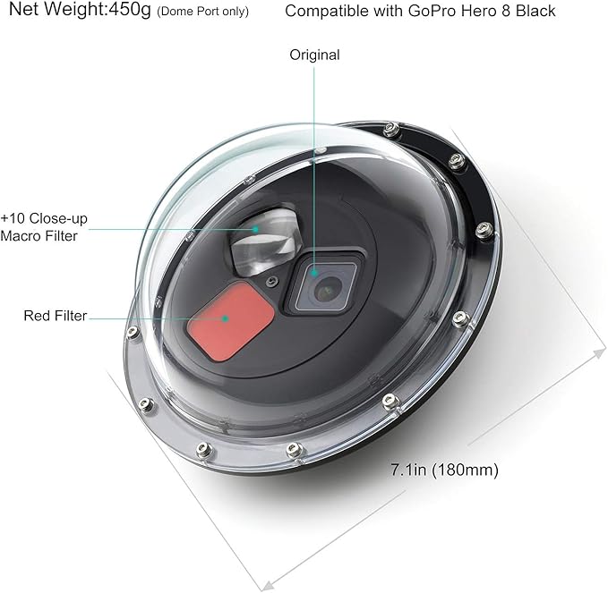 Dome Port for GoPro Hero 8 Black, Dome Port Lens - Image 2