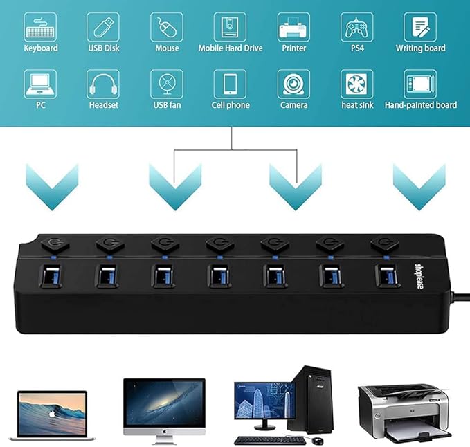 USB 3.0 Splitter, 7-Port USB 3.0 Hub - Image 6