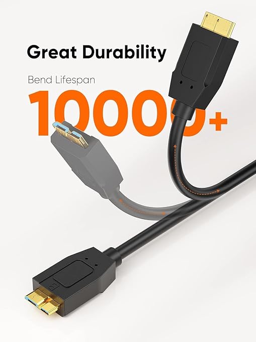 CableCreation 1FT*3 USB C to Micro B Cable, 10Gbps Speed External Hard Drive - Image 5