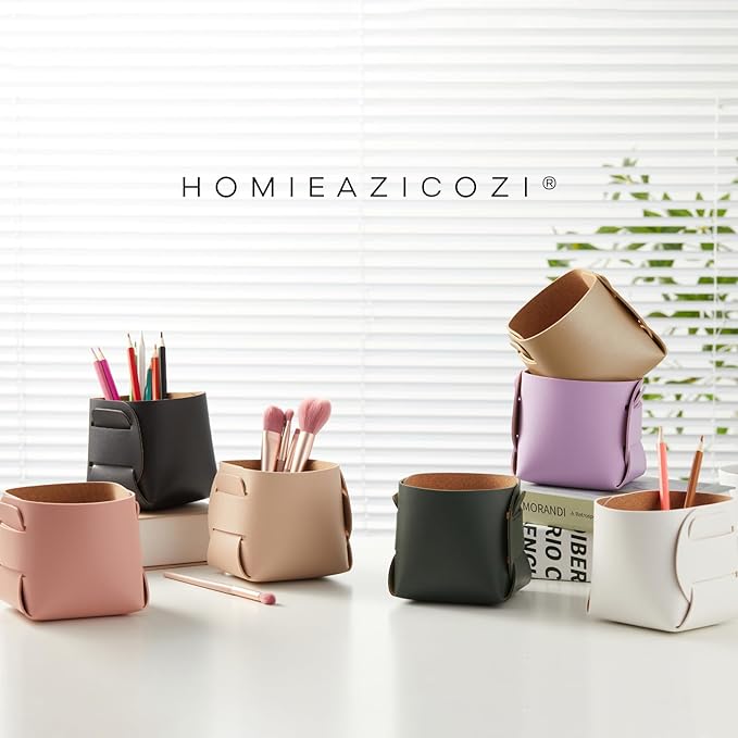 HOMIEAZICOZI 2-Pack Cork Leather Desk Accessories Storage - Image 8