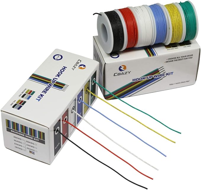 Hook up Wire Kit 18 Gauge Flexible Silicone Rubber Electric Wire 6 Colors 16.4 by CBAZY