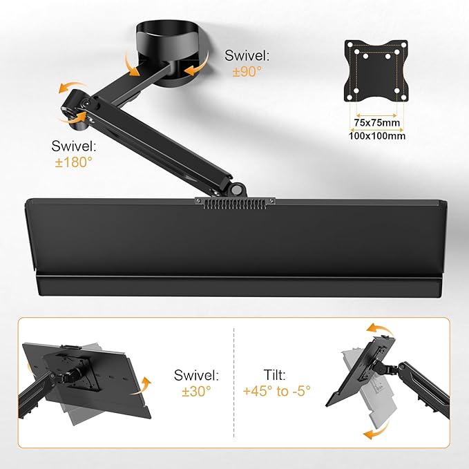 Wall Mount Keyboard Tray- Keyboard and Mouse Stand & Monitor Mount Arm - Image 4