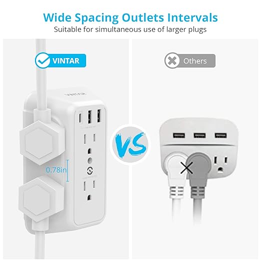 USB Wall Charger, Surge Protector, 6 Outlet Extender - Image 6